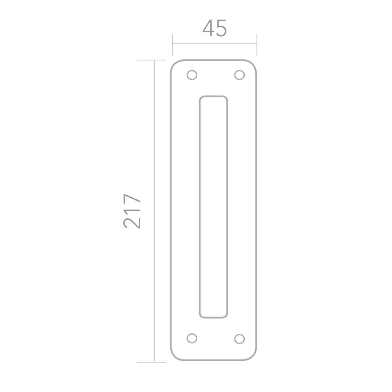 Maçaneta para porta com placa retangular em aço inox modelo 604