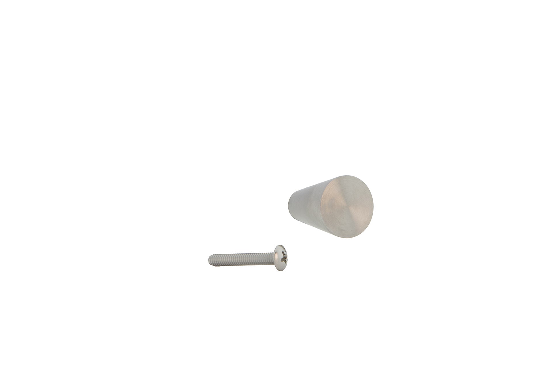Botão de aço inoxidável com 3 cm de altura e formato de cone, ideal para portas de armários