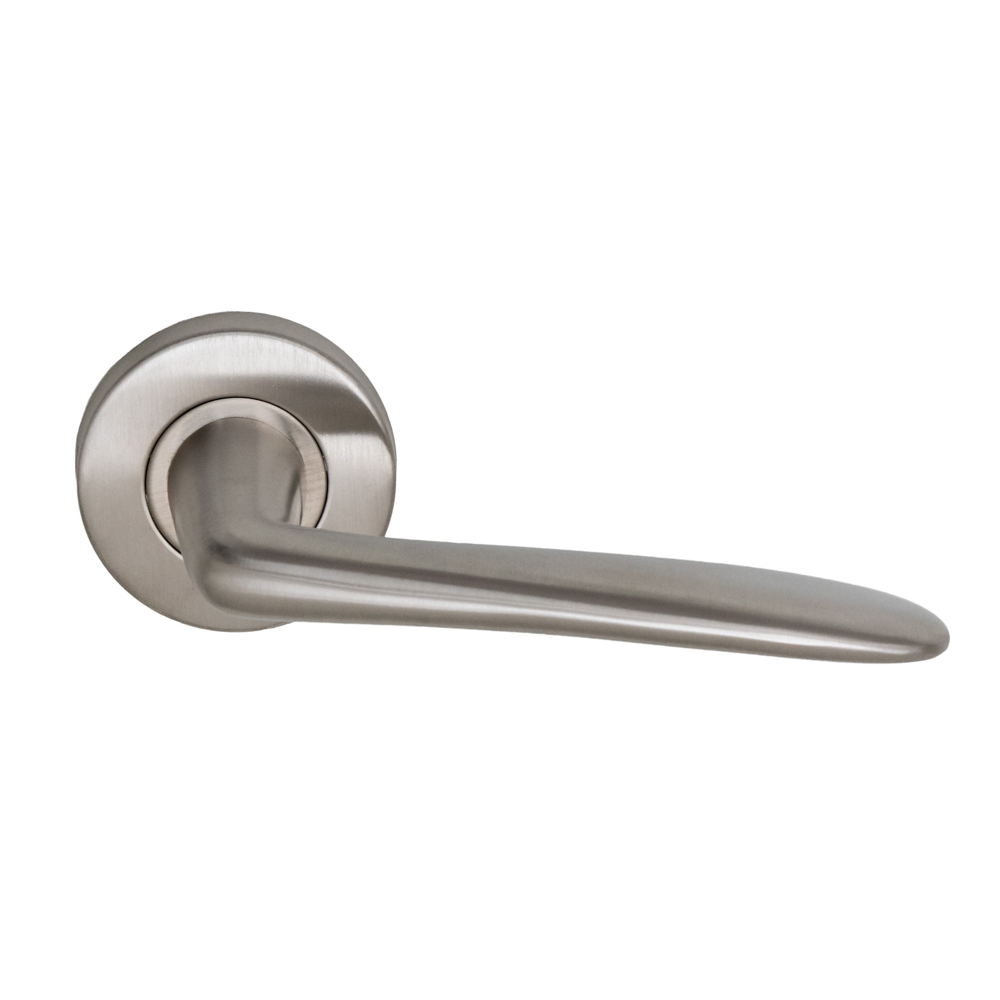 Puxador em aço inox modelo '1006' com roseta redonda para portas