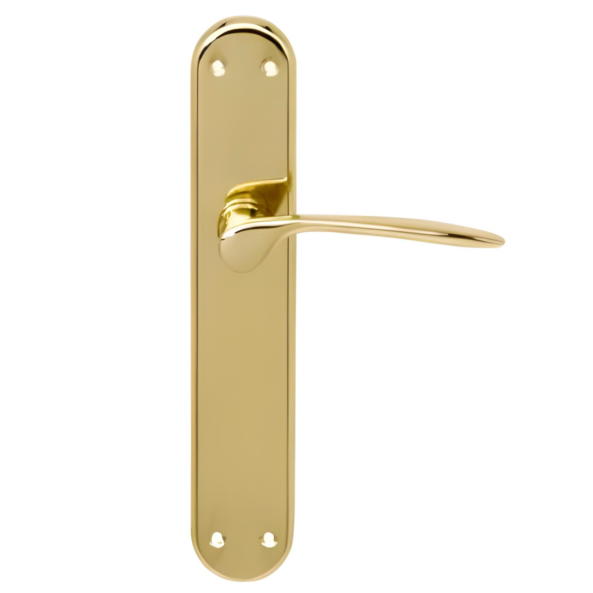 Puxador com placa oval em latão dourado modelo Pep para portas