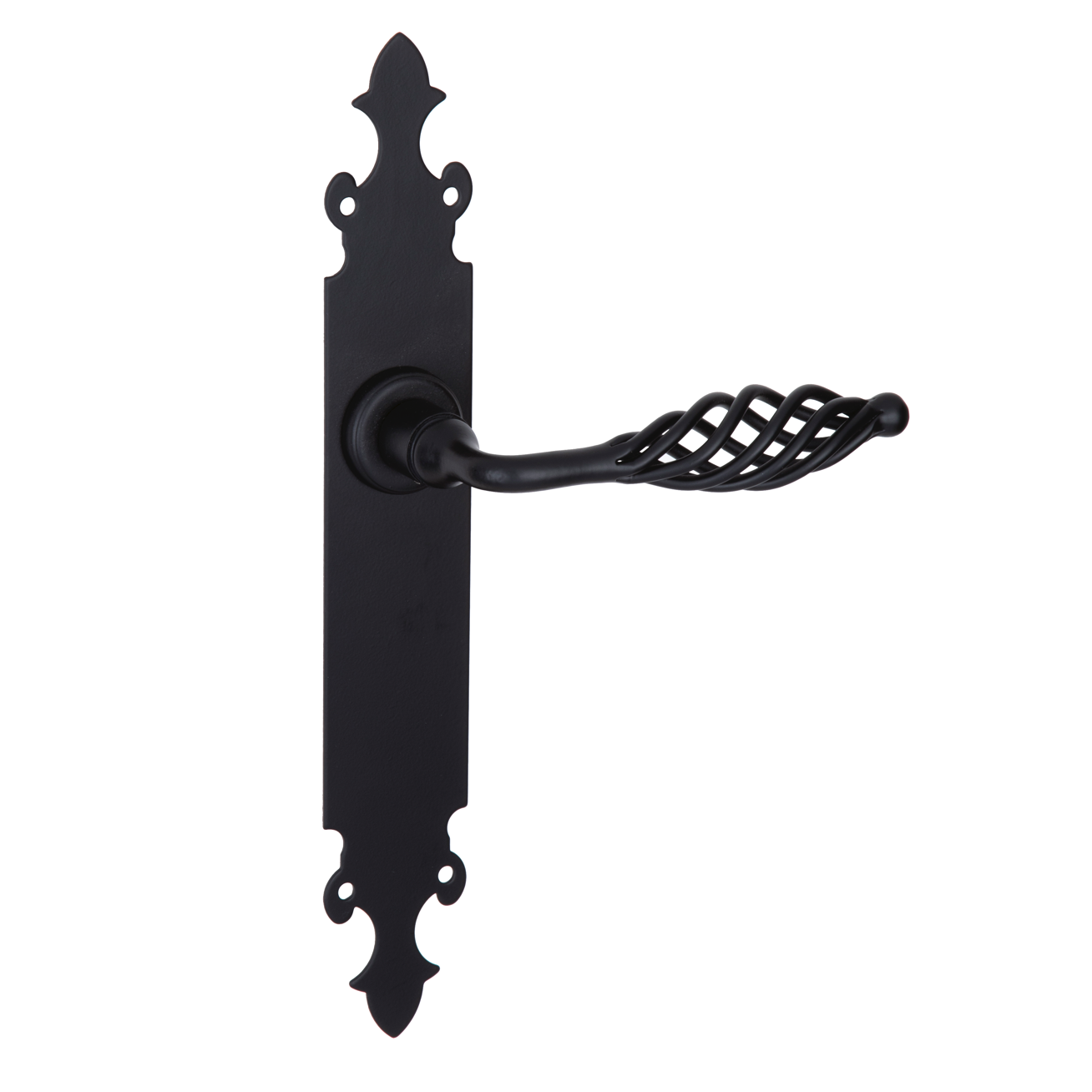 Puxador modelo '203' com placa de ferro forjado preto para portas