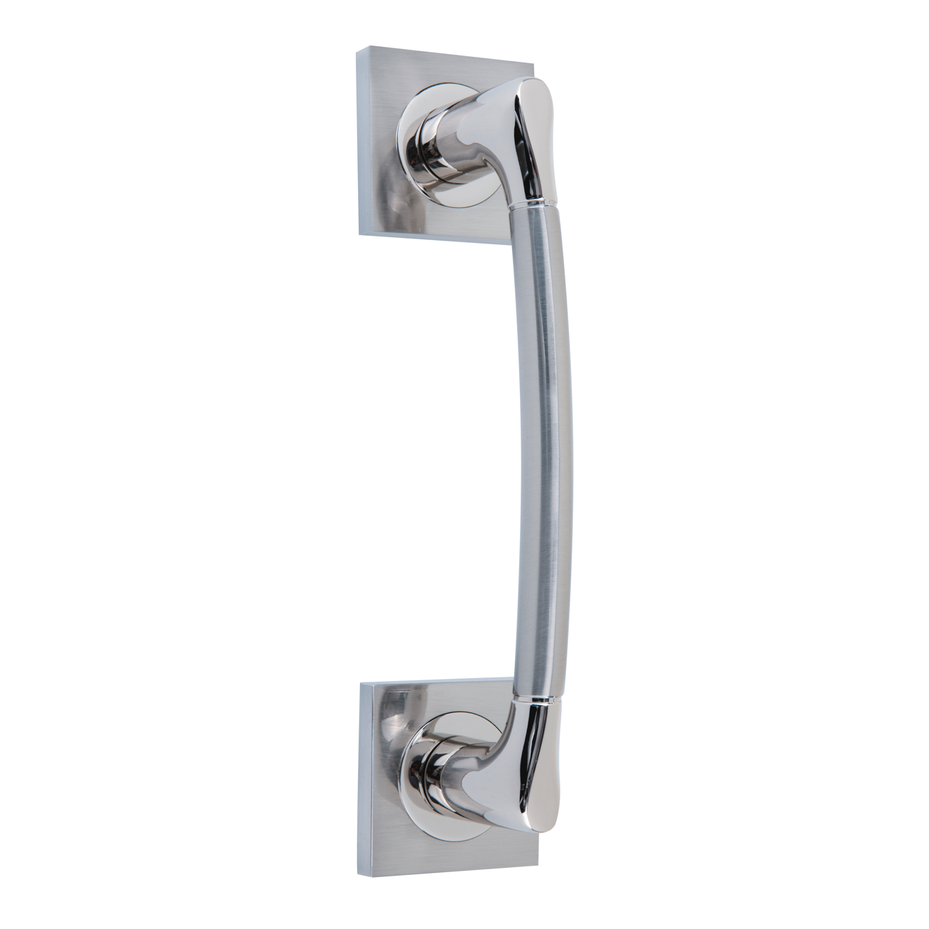 Puxador Zamak modelo 434 com roseta quadrada em acabamento bicolor para portas