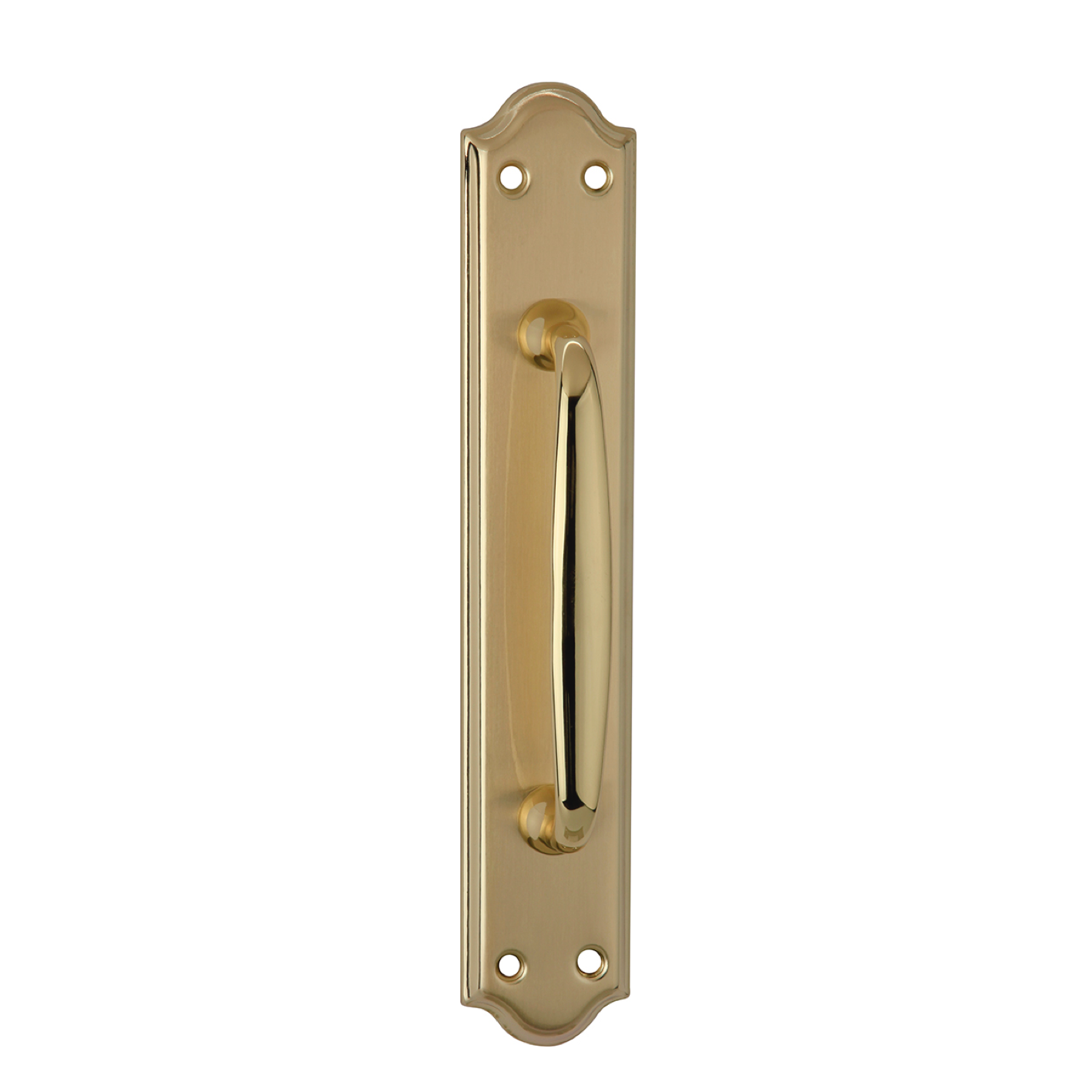 Puxador com placa oval em acabamento ouro acetinado modelo 1104 para portas