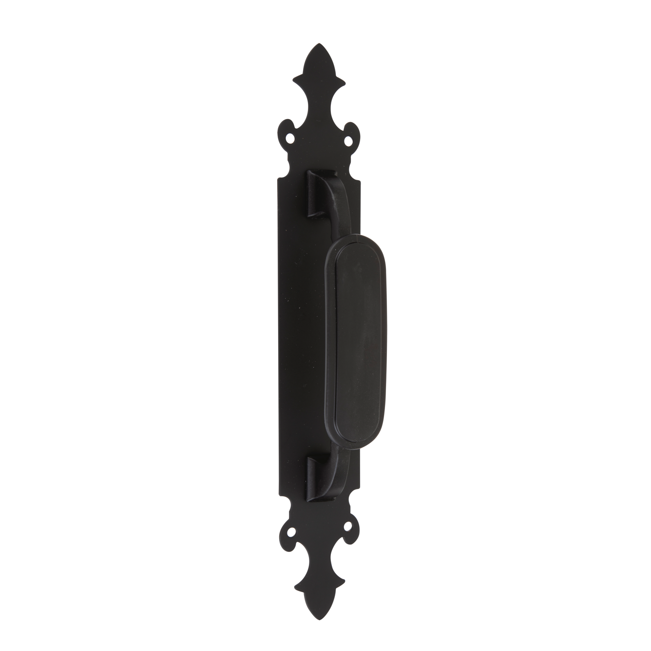 Puxador modelo 203 com placa curva em acabamento preto para portas