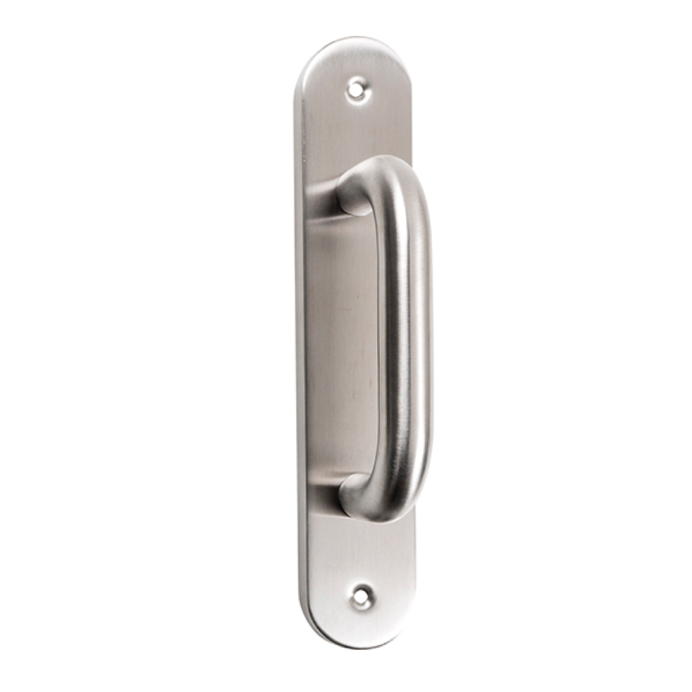 Maçaneta para porta com placa oval em aço inox modelo 134