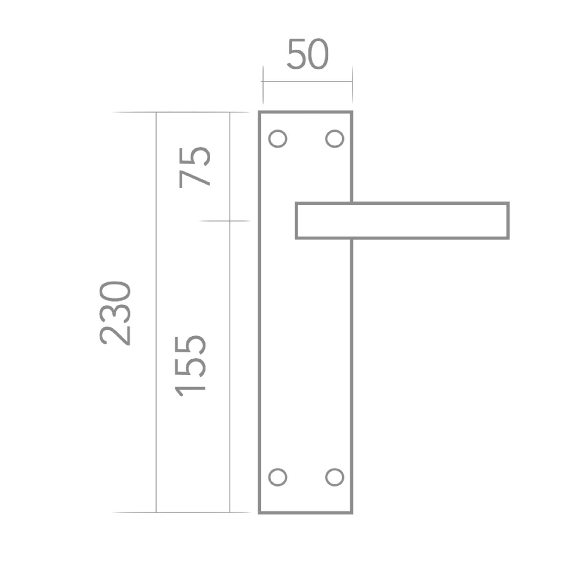 Puxador Zamak modelo '120' com placa retangular em acabamento bicolor para portas