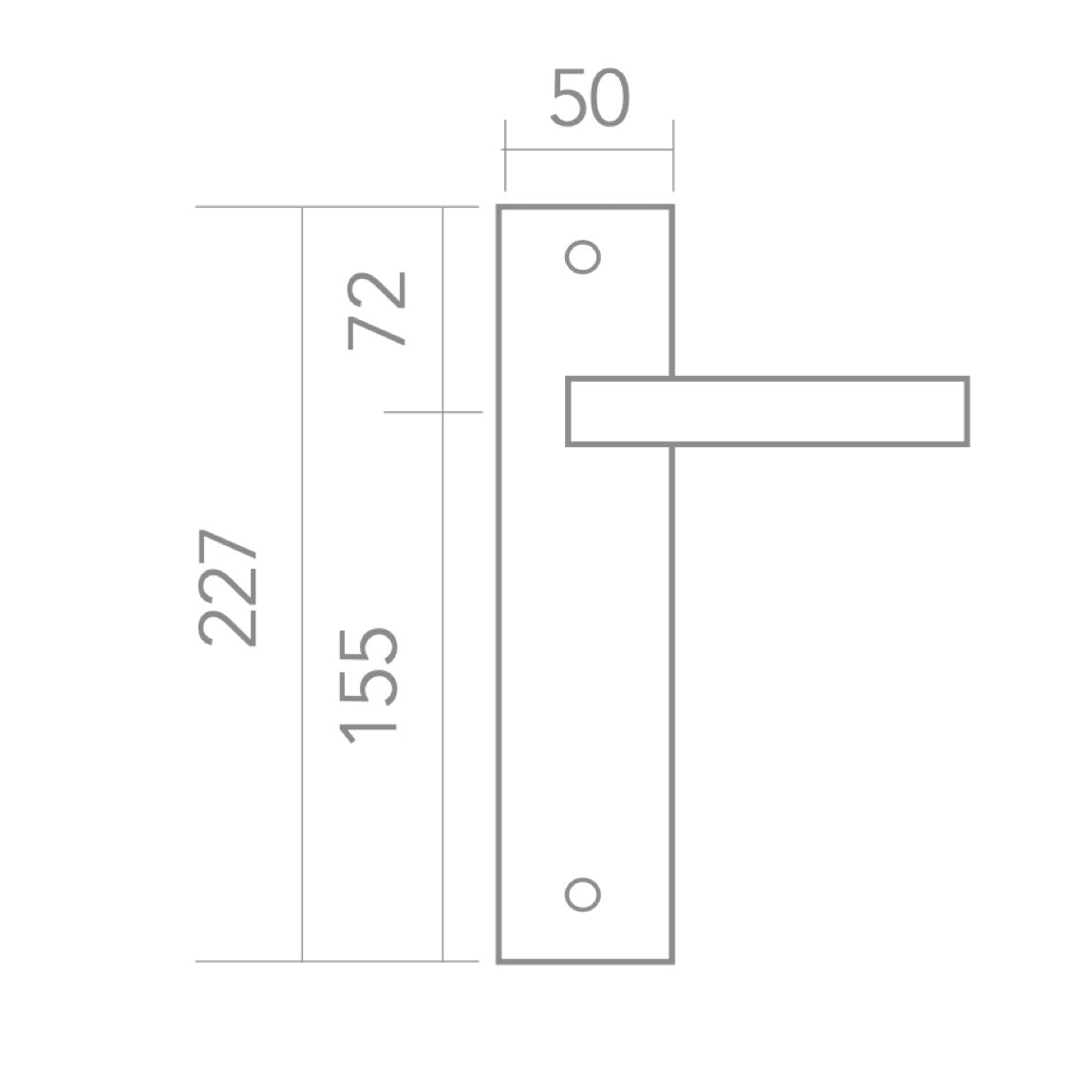 Puxador modelo '530' com placa retangular para portas