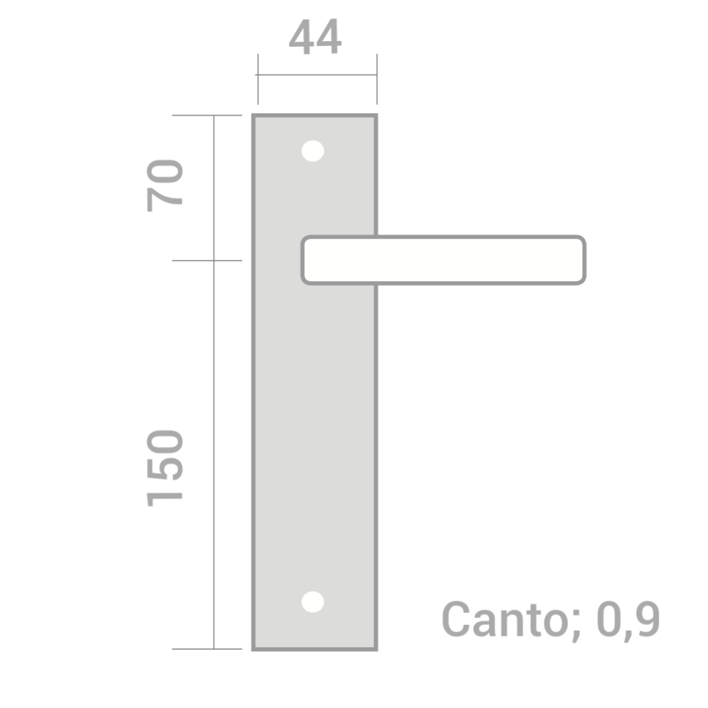 Puxador em aço inox modelo '603' com placa retangular para portas