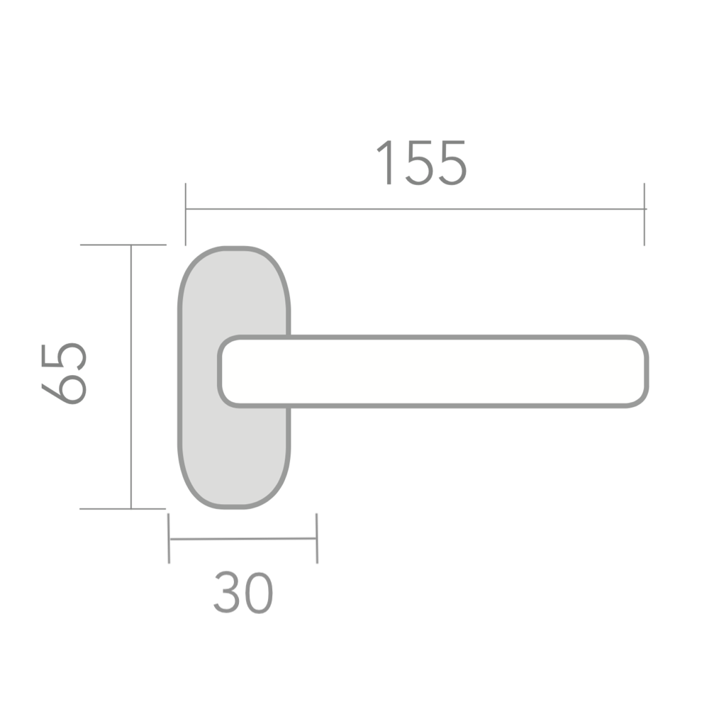 Puxador '503' com roseta oval em aço inoxidável para portas metálicas ou em PVC