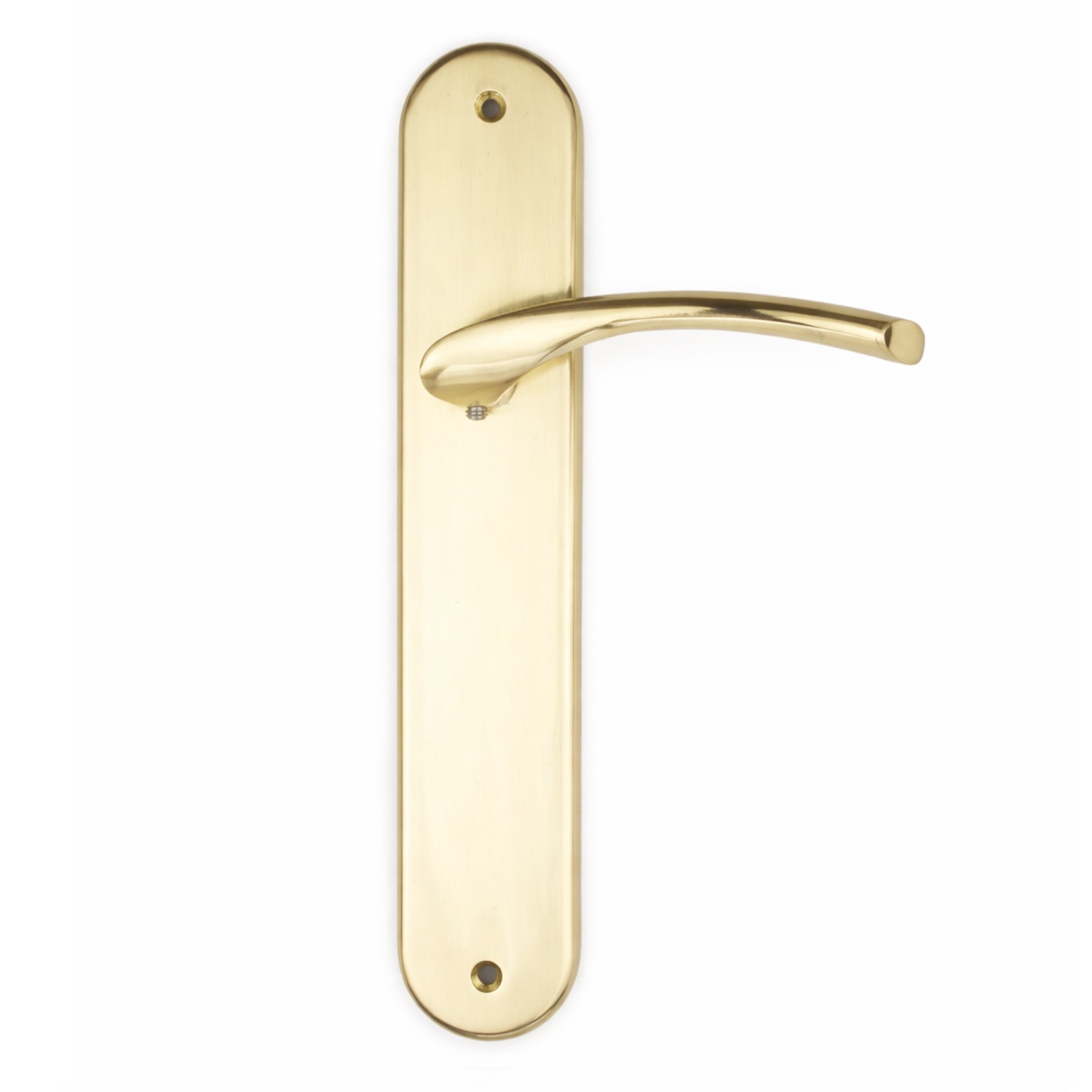 Puxador em Zamak modelo '556' com placa oval em acabamento ouro acetinado para portas