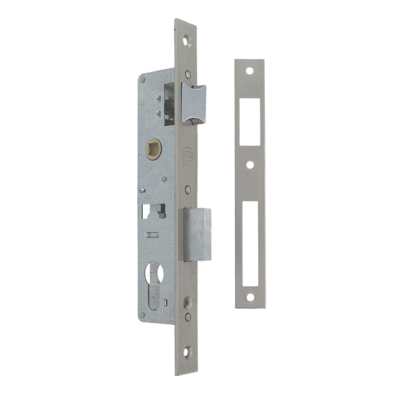 Fechadura para carpintaria metálica 85mm entre eixos e 20mm até fechadura de borda reta