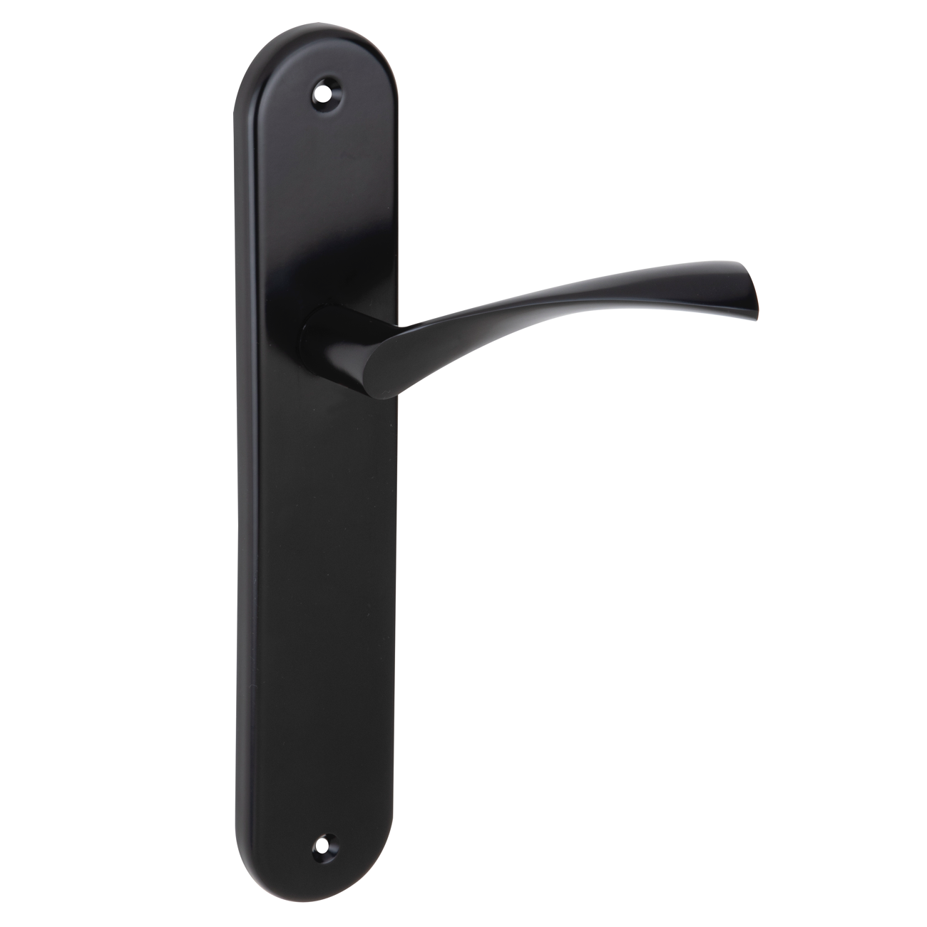 Puxador wave Zamak modelo '130' com placa oval acabamento preto fosco para portas