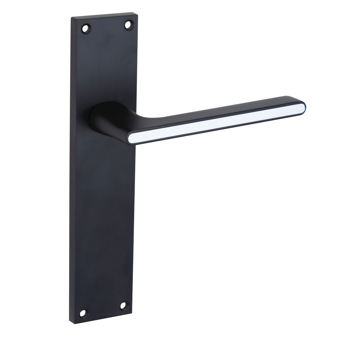 Puxador em Zamak modelo '810' com placa retangular com acabamento preto para portas