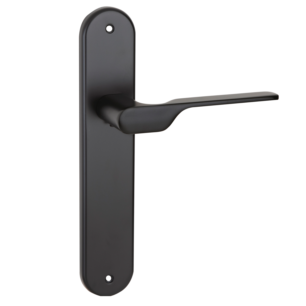 Puxador modelo '640' com placa oval para portas zamak acabamento preto com puxador moderno