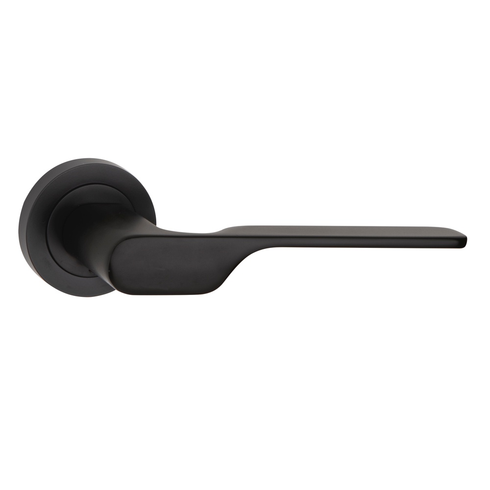 Puxador Zamak modelo 640 com roseta redonda acabamento preto para portas