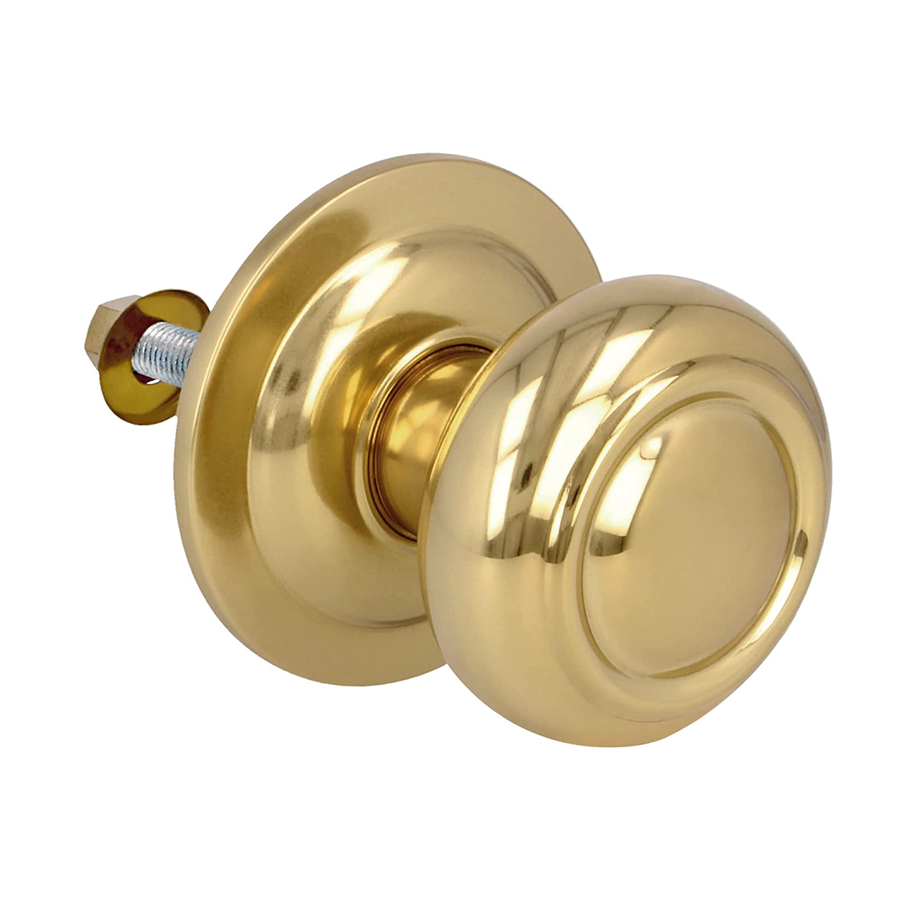 Puxador em PVD em forma de cogumelo com argolas em acabamento dourado brilhante para portas de entrada