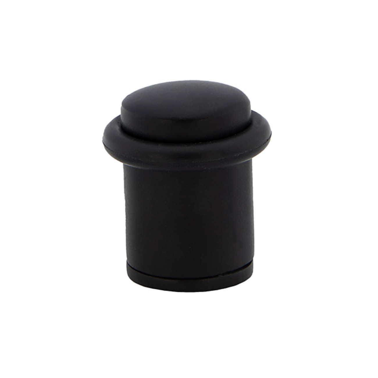 Batente de porta cilíndrico preto com amortecedor de borracha e diâmetro de 20mm