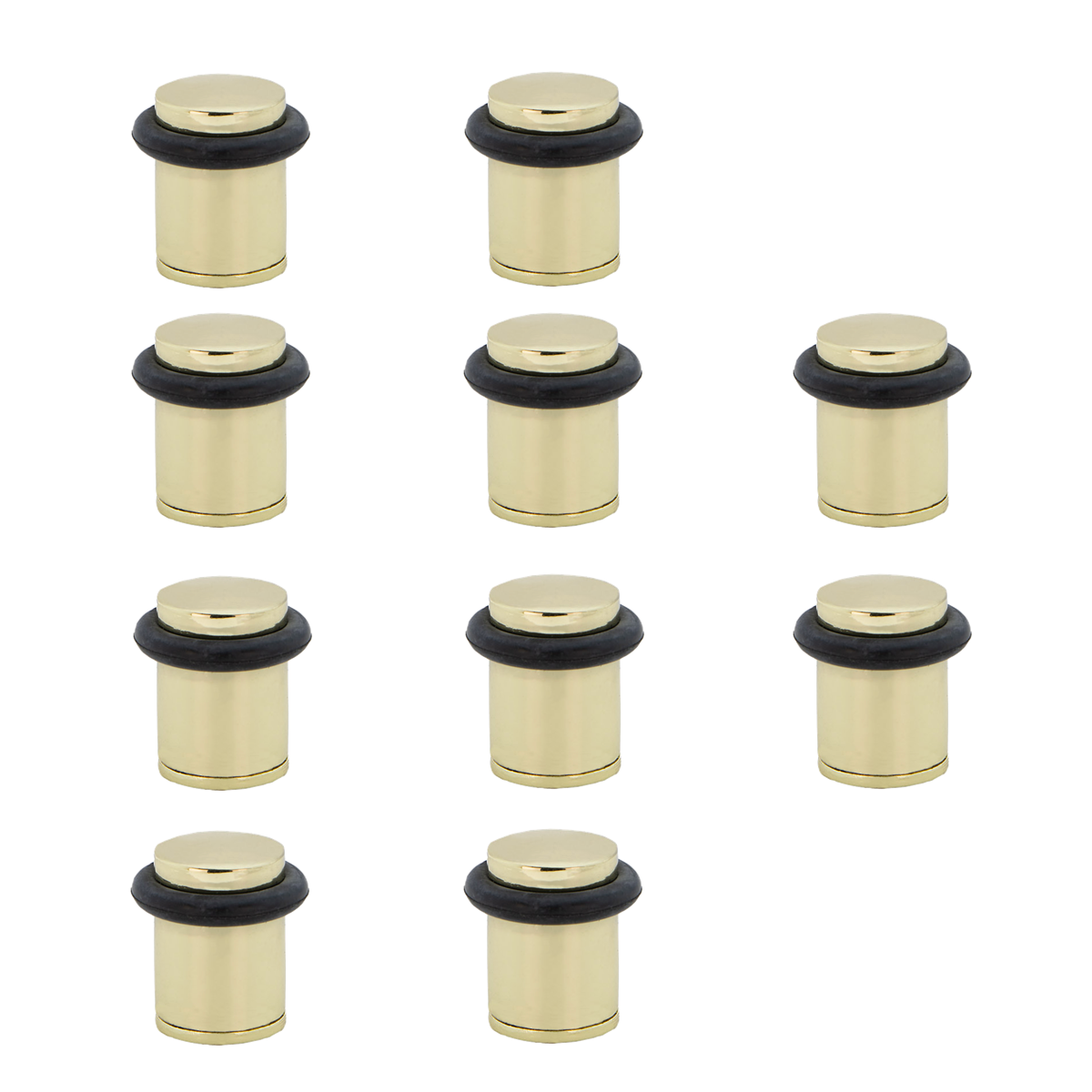 10 batentes de porta cilíndricos dourados com amortecedor de borracha e 20 mm de diâmetro