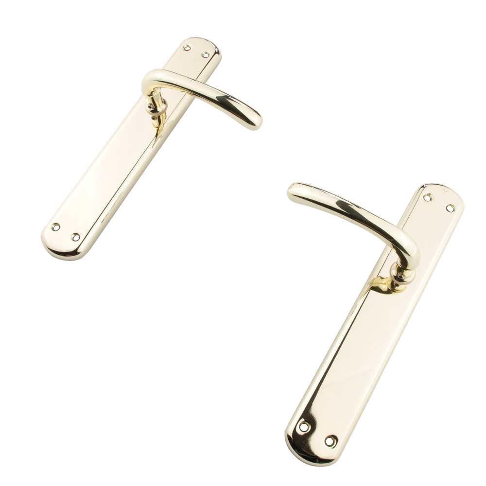 Puxador em Zamak modelo '6501' com acabamento dourado brilhante com placa oval para portas