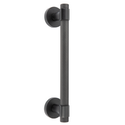 Puxador de zamak serrilhado com roseta redonda de 52 mm em preto mate