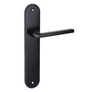 Puxador em alumínio modelo '530' com placa oval acabamento preto fosco para portas 