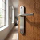 Puxador modelo '403' com placa oval em aço inox para portas 