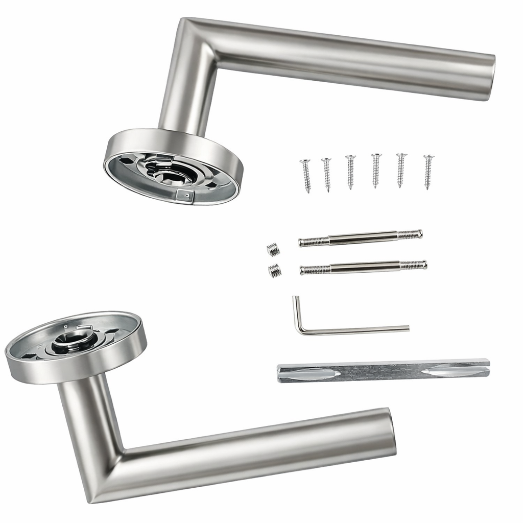 Puxador tubular de aço inox Morrigan para portas com Roseta Redonda 