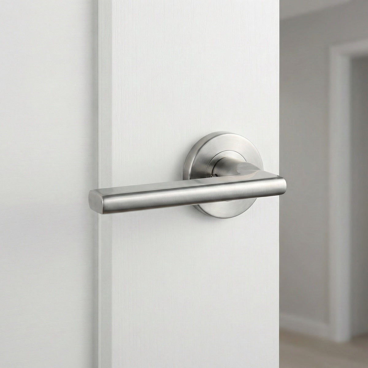 Puxador de aluguer em aço inox modelo '530' com roseta redonda para portas 