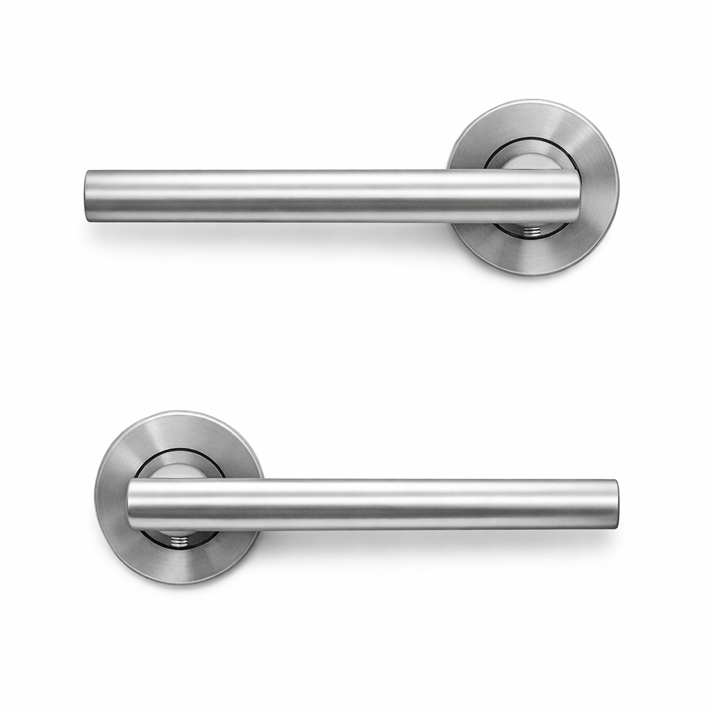 Puxador de aluguer em aço inox modelo '530' com roseta redonda para portas 
