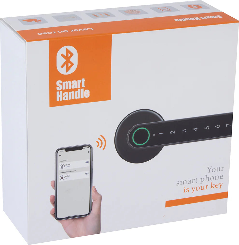 Cabo eletrônico com acabamento em roseta redonda preta com impressão digital, pin e Bluetooth
