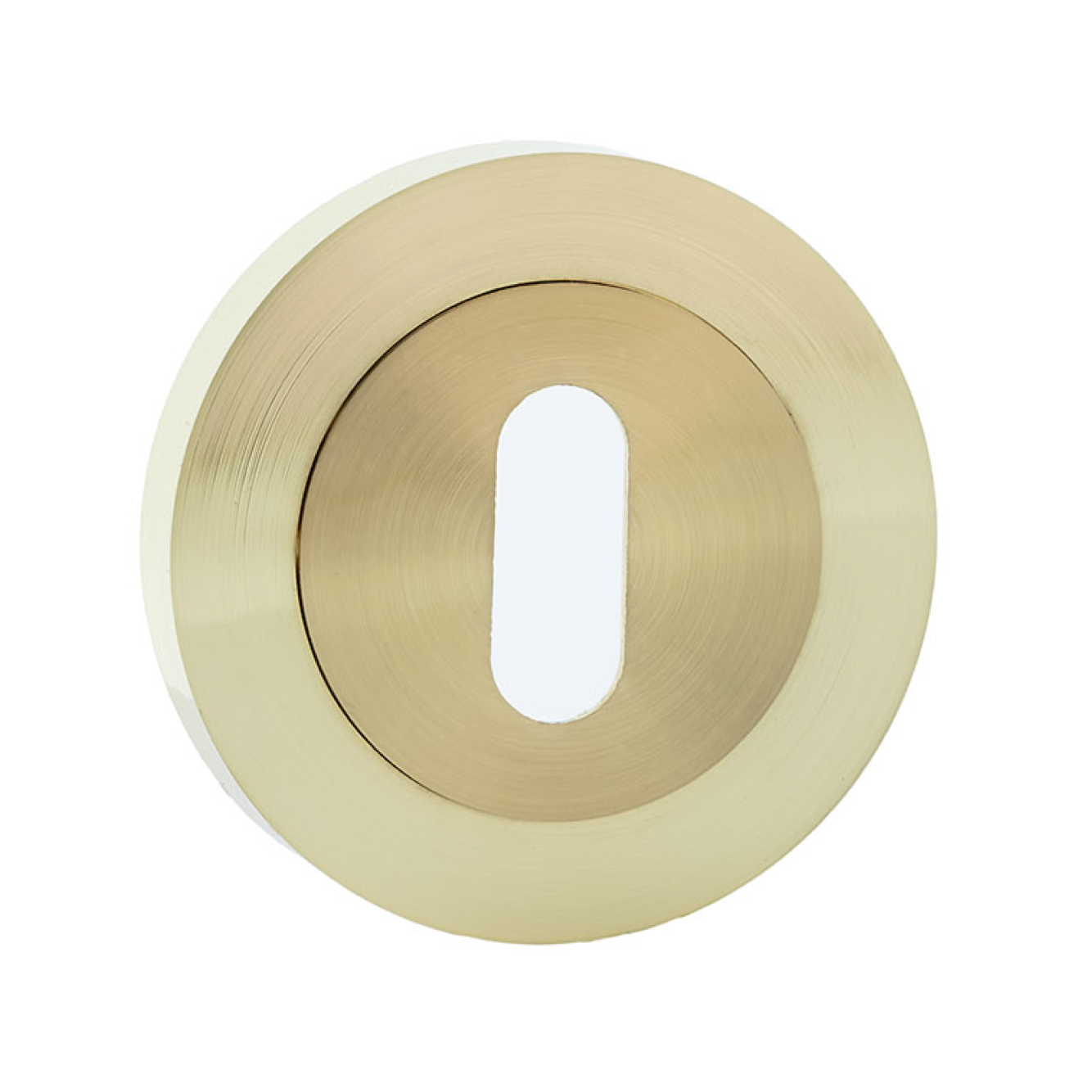 Fechadura de roseta oval redonda com acabamento em ouro acetinado para portas