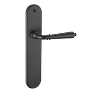 Maçaneta de alumínio preta com roseta oval de 250x48 mm para portas interiores
