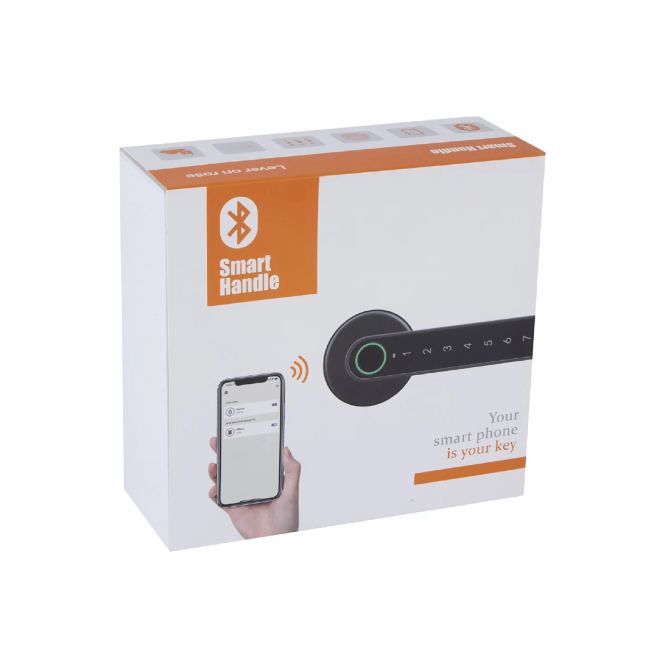 Cabo eletrônico com acabamento redondo roseta cinza com impressão digital, pin e bluetooth