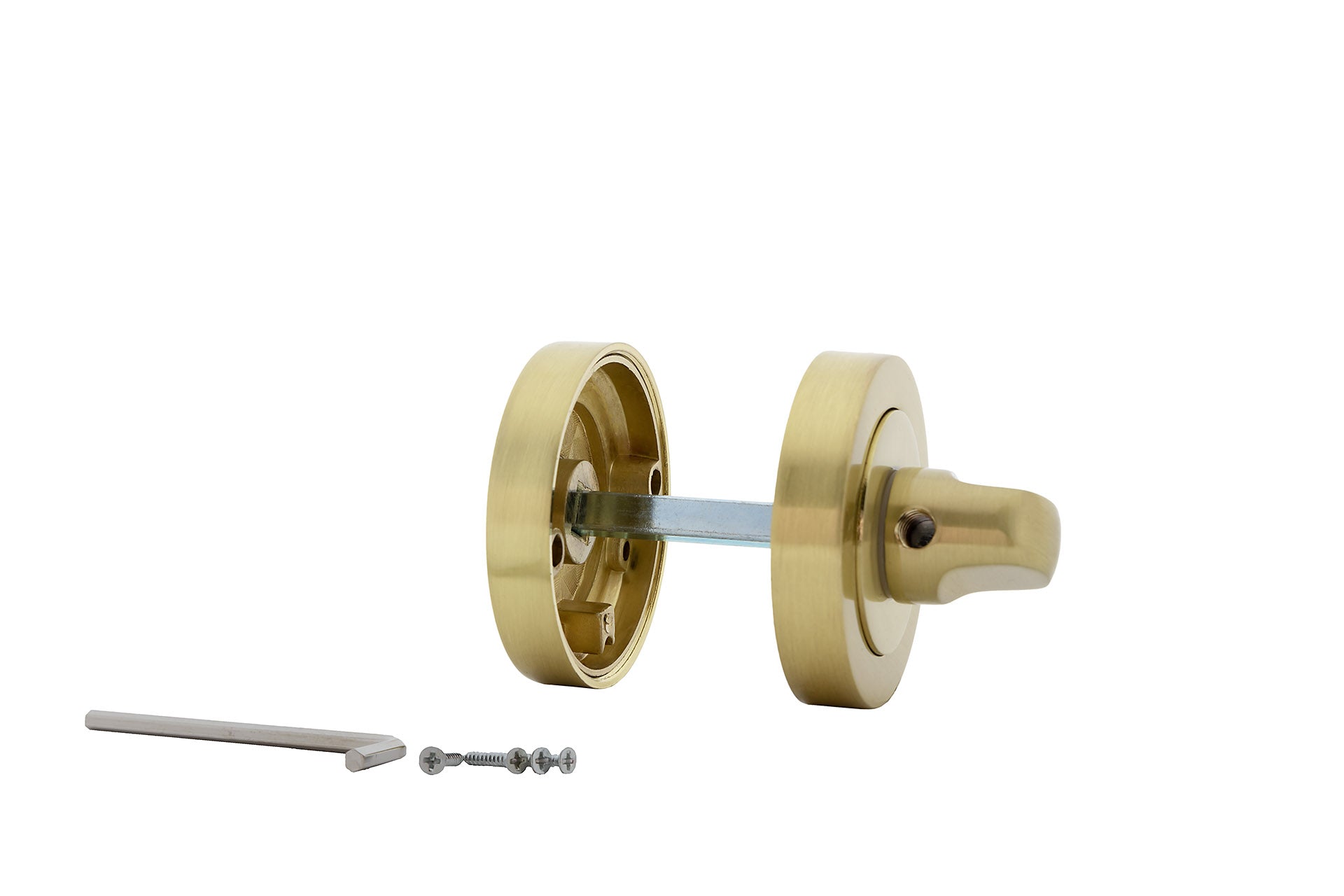 Pendente em Zamak com roseta redonda de 50mm em acabamento ouro acetinado 