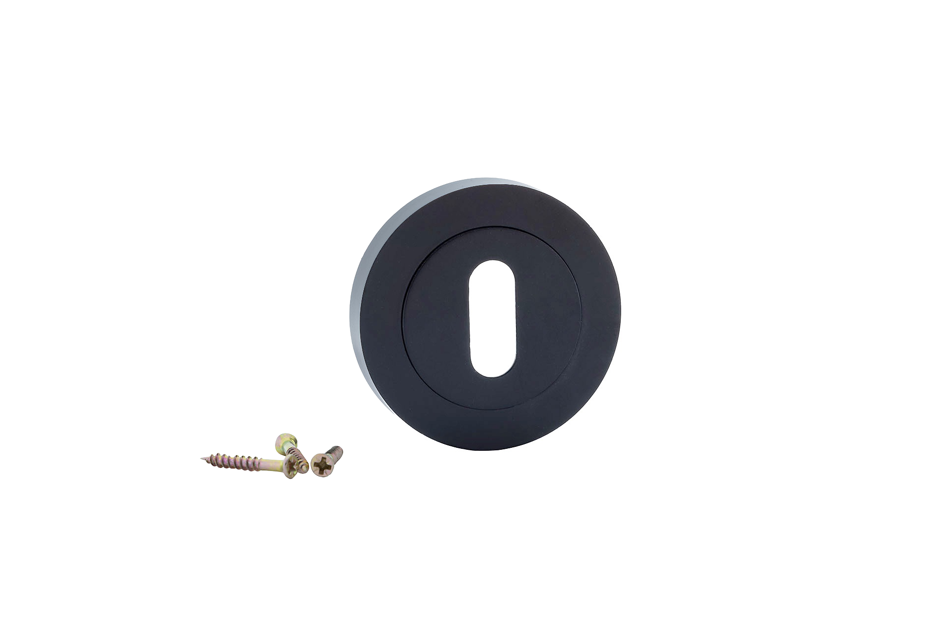 Fechadura de roseta oval redonda com acabamento preto para portas