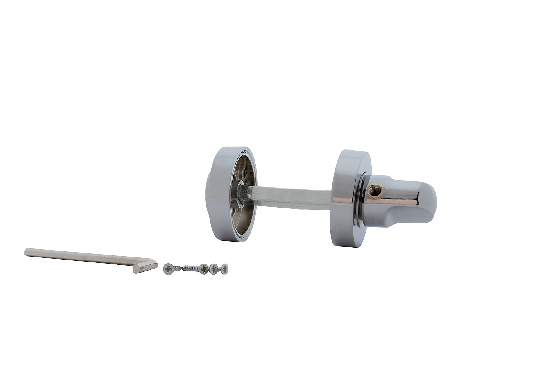 Fechadura de 35 mm de diâmetro com acabamento cromado brilhante para portas