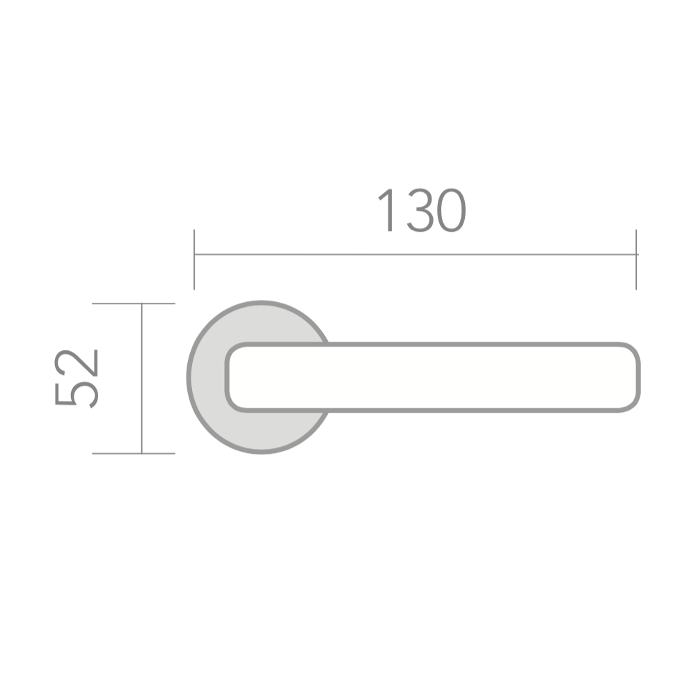 Medidas de manilla con roseta redonda de acero inoxidable para puertas modelo 530