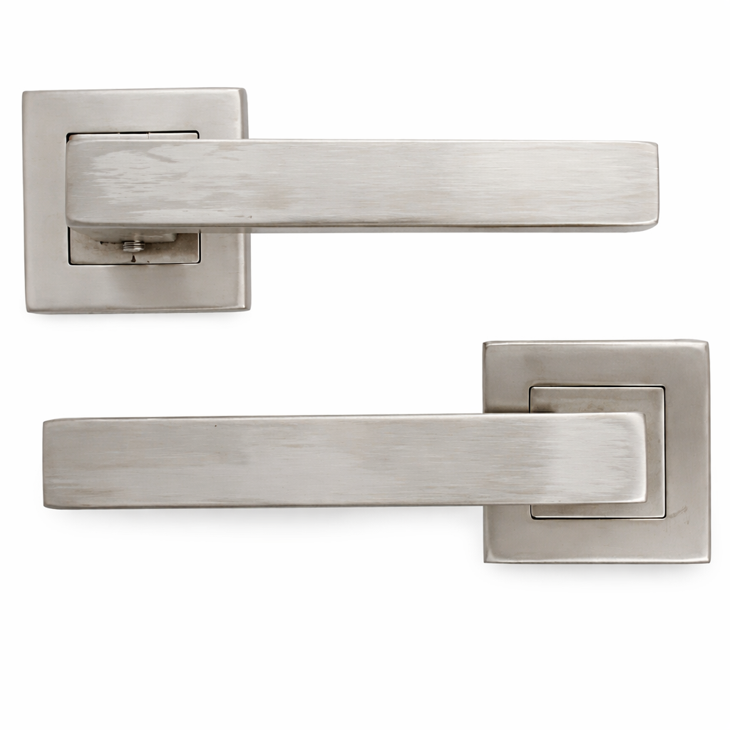Alça modelo '1015' com roseta quadrada em aço inoxidável em forma de L 