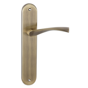 Puxador Zamak modelo '130' com placa oval com acabamento em couro para portas 