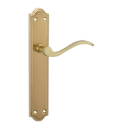 Puxador modelo '1101' com placa oval acabamento ouro acetinado para portas 