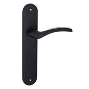 Puxador modelo '1027' com placa oval preta em zamak para portas 