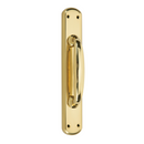Puxador com placa oval e puxador largo em acabamento polido brilhante modelo 6504 para portas 