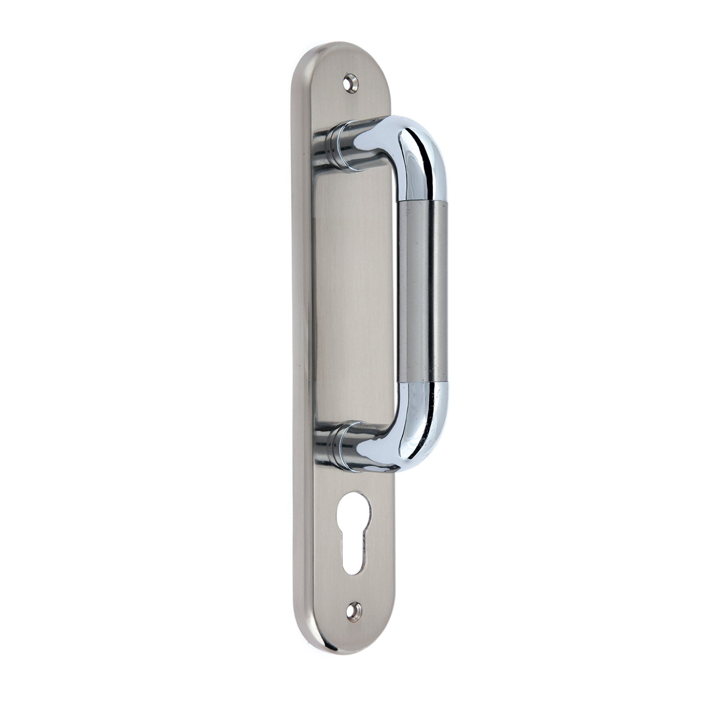 Cabo com placa oval e fechadura em acabamento bicolor modelo 134 