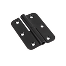 Dobradiça de aço inoxidável com acabamento preto e borda redonda para portas 90 mm x 65 mm 