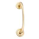 Puxador em Zamak com roseta redonda acabamento ouro acetinado modelo 556PS 