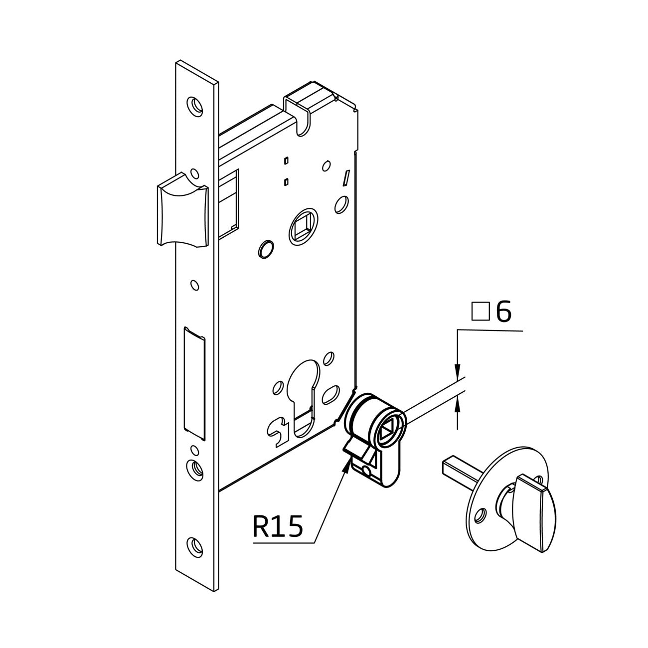 Adaptador de cilindro DIY Europrofile para condenação de 6 mm