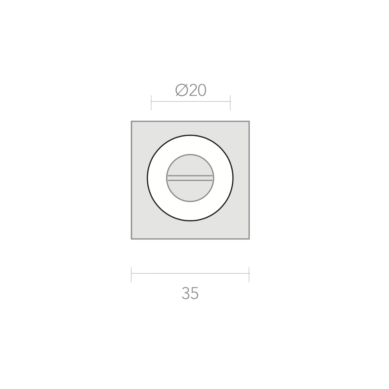 Condenação com roseta quadrada de zamak de 35mm com acabamento preto 