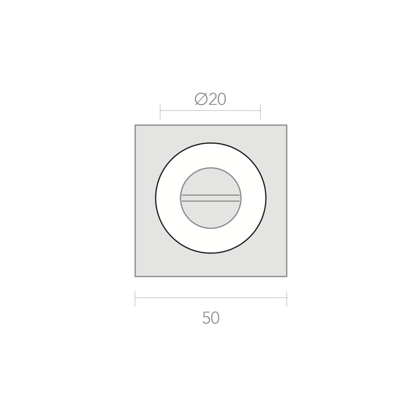 Condenação com roseta quadrada em zamak acabamento preto de 50mm