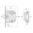 Entrada de trava reversível unificada com borda redonda com acabamento preto de 47 mm 