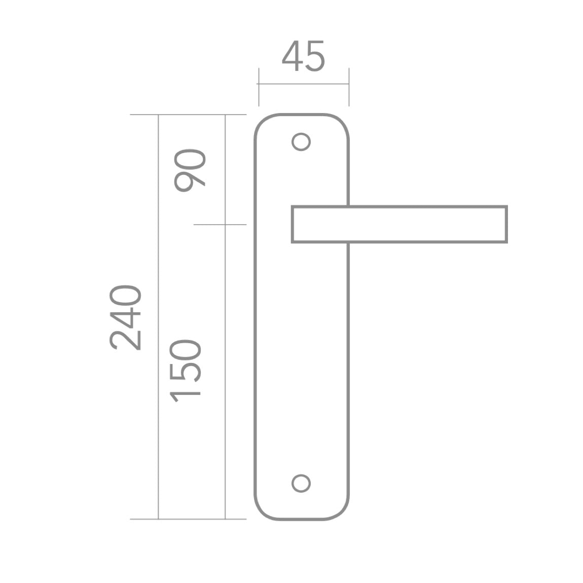 Puxador modelo '703' com placa oval e puxador curvo em aço inoxidável para portas 